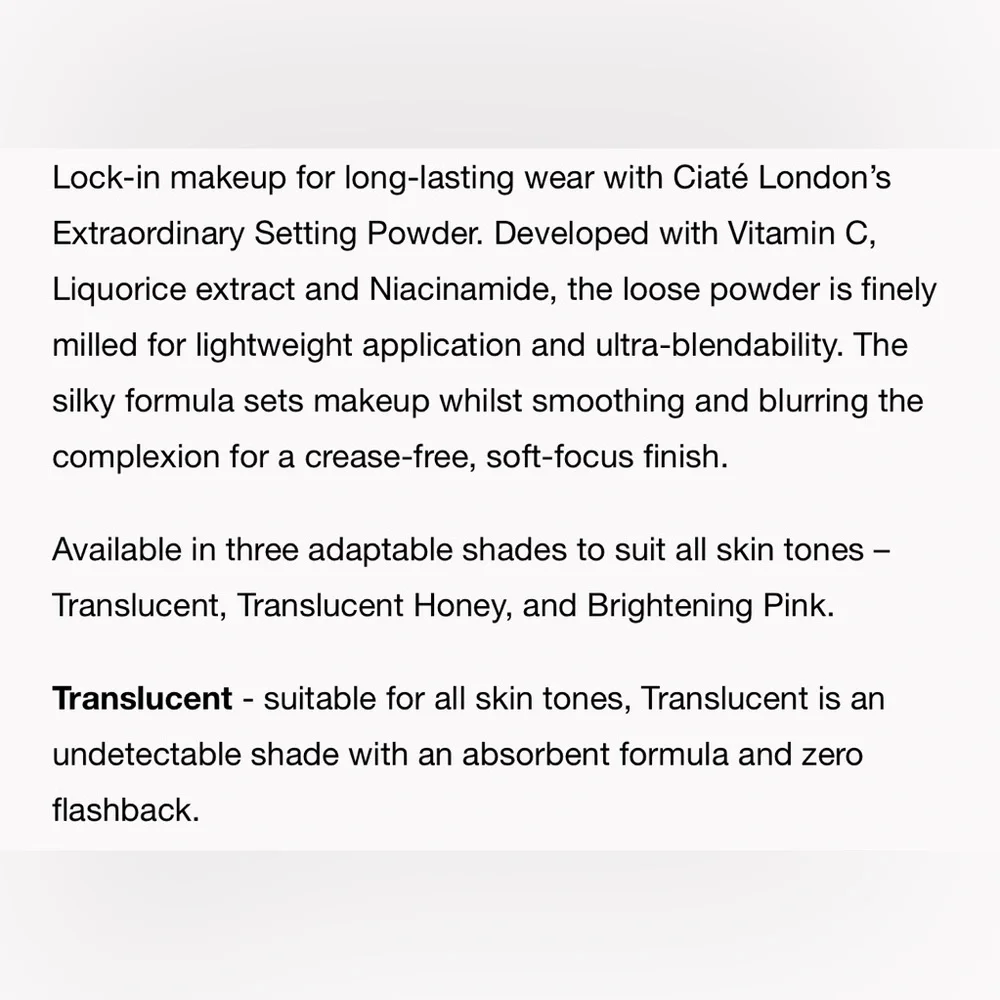 ✨ Ciate London Extraordinary Translucent Powder - Translucent